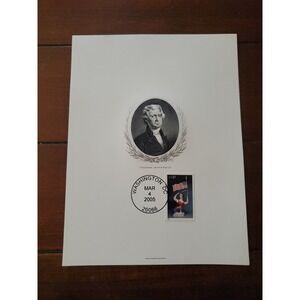 #3780 On Thomas Jefferson Engraving  Souvenir Page March 4 2005